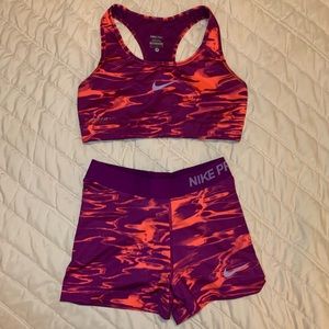 Nike pro sports bra & shorts!!